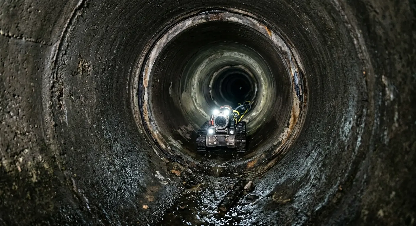 Robotic sewer camera inspecting pipe interior for Sewer Line Repair in Colts Neck
